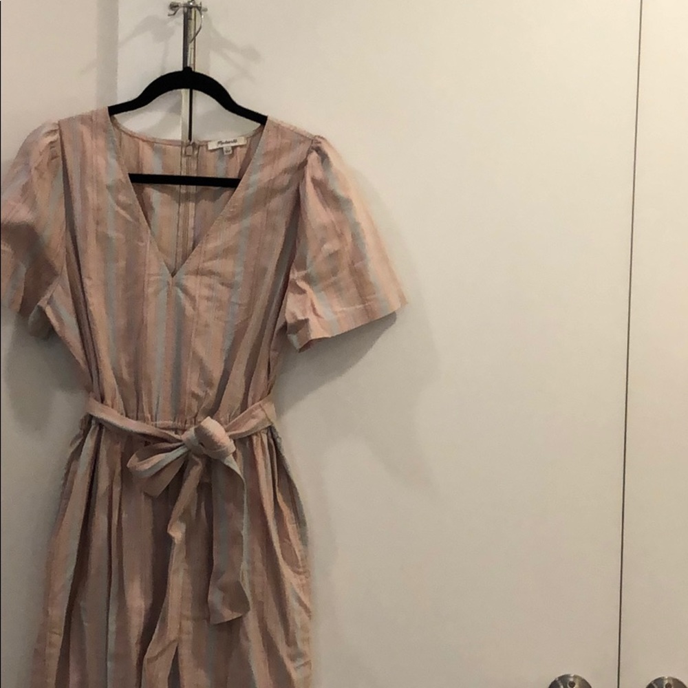 Size 12 Madewell Jumpsuit cotton pink/blue/tan - Picture 2 of 7